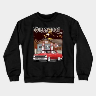 1967 Bolero Red Chevrolet Nova Old School Print Crewneck Sweatshirt